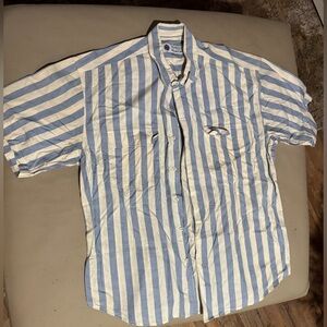 Wimbledon Racquet Club Vintage Cotton Striped Short Sleeve Button Up Men’s XL
